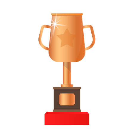 bronze cup, third place, vector flat icon with star on white background, winner icon - third place awardのイラスト素材