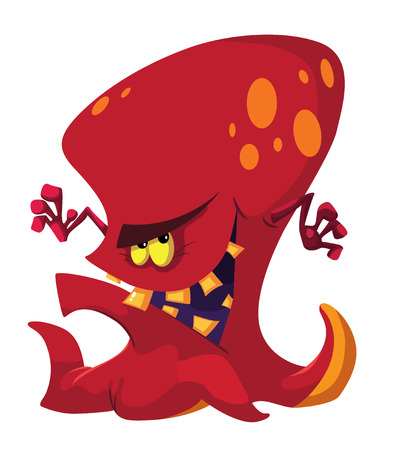 illustration of a angry octopus monsterのイラスト素材