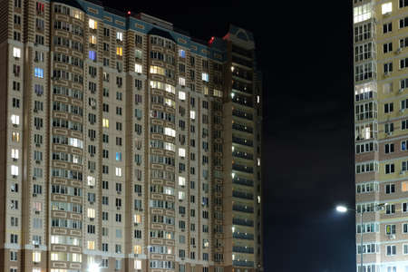 Night architecture. Modern buildings in a residential areaの写真素材