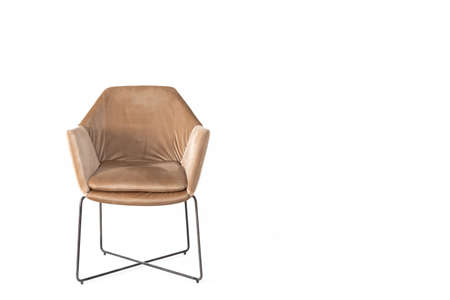 Chair on a white background. Lounge chair. Armchair for the interior. Chair with backrest and fabric seat. Furnitureの写真素材