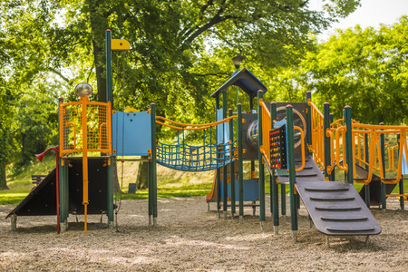 A colorful playground in a park