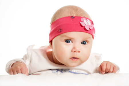 Bright closeup portrait of adorable babyの写真素材
