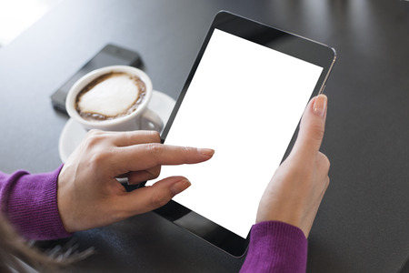 Woman using her Digital Tabletの写真素材
