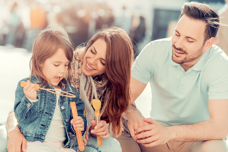 Portrait of happy family having fun together.の写真素材