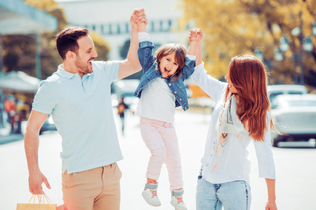 Portrait of happy family having fun together.の写真素材