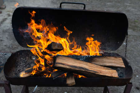 An old ax for wood chopping on a tableの写真素材