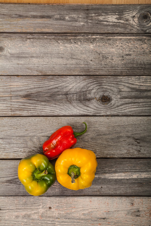 Vegetables on gray old planks wood tableの写真素材