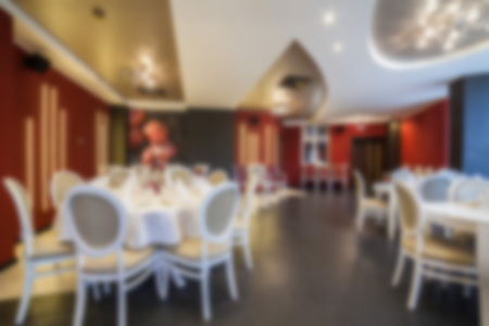 Abstract empty restautant imterior with red wallsの写真素材