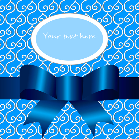 Blue bow on the Lacy background and with the inscriptionのイラスト素材
