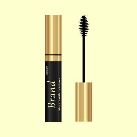 Black mascara with a gold cap and tassel on white backgroundのイラスト素材