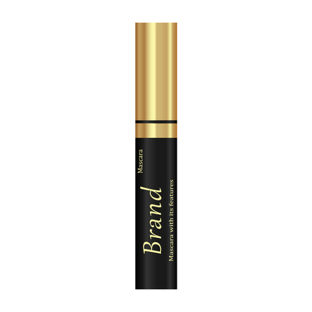 Black mascara with a gold cap on a white backgroundのイラスト素材