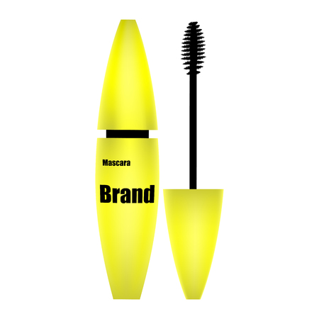 Mascara with brush yellow, on white backgroundのイラスト素材