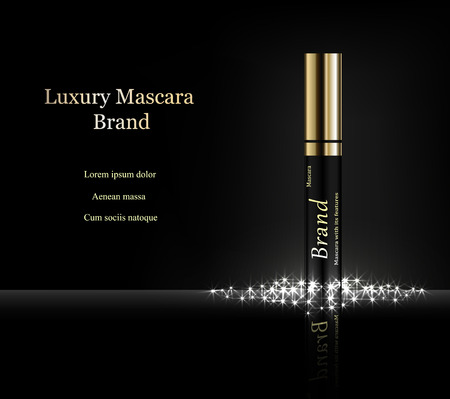 Mascara on dark background with the words with brushのイラスト素材