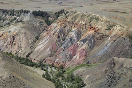 Martian landscapes in the Chagan-Uzun area in Altai in summer. Weathering crust. Altai, Russia.の写真素材