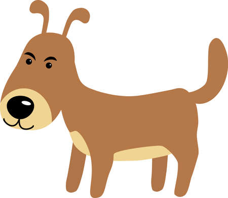 Brown cute dog on a white isolated background. Vector illustration.のイラスト素材