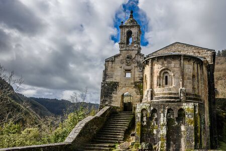 Monastery in the top of the hill in Fragas do Eume, Galiciaの写真素材