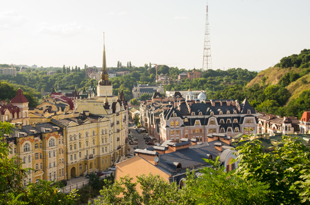 View of the old district of Kyiv (Vozdvizhenka)の写真素材