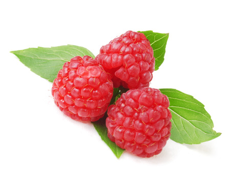 Raspberries on white