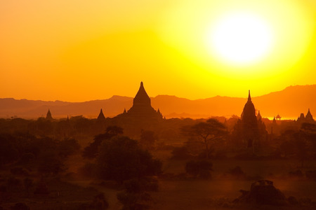 Bagan pagodas at sunrise, shot in February 2011