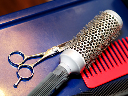 Hair Studio Stuff - hair brushes, haircutting scissors, hair straightener