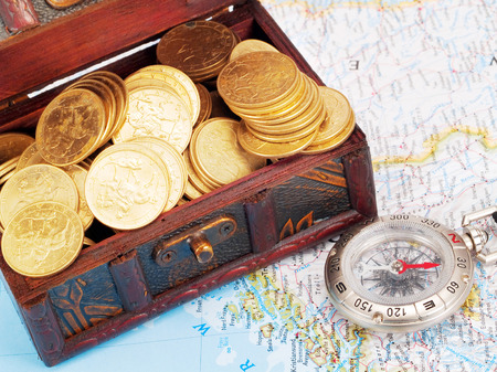 Treasure chest and compass