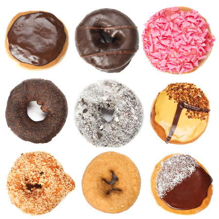 Donuts close up, isolated on whiteの写真素材