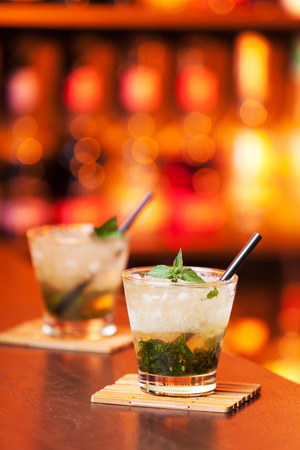 mojito cocktail in closeup shotの写真素材