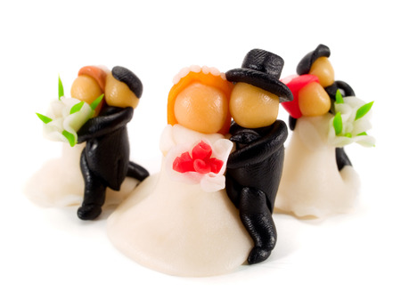 Three Wedding Couples made of clayの写真素材