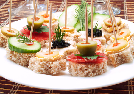 Appetizers in closeup shot の写真素材