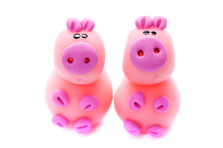 Pigs made of clayの写真素材