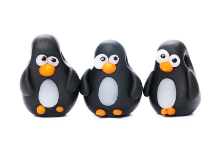 Pinguins made of polymer clayの写真素材