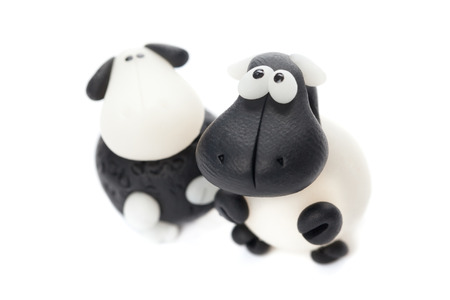 Sheeps made of polymer clayの写真素材