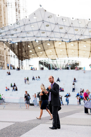 Paris, France - September 02, 2011 : Business people on their way to the office after lunch break in La Defense, Parisのeditorial素材