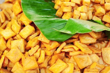 Myanmar fast food - fried rice chips, Five-day, Inle Lakeの写真素材