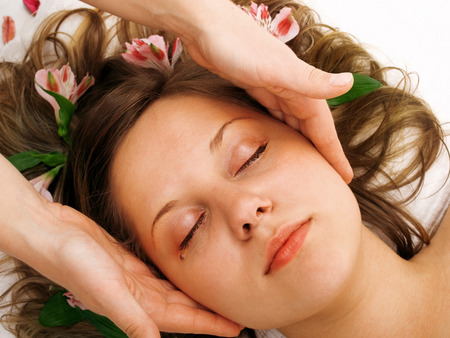 Woman having massageの写真素材