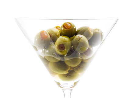 Martini Glass with Olivesの写真素材