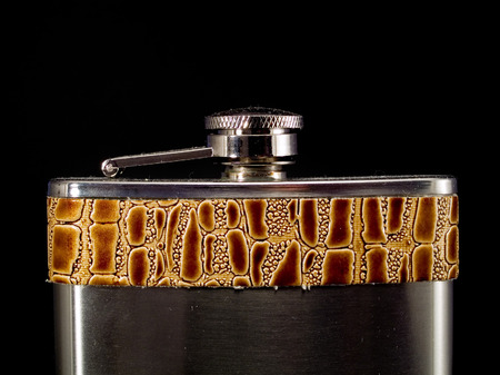 Hip Flask on Blackの写真素材