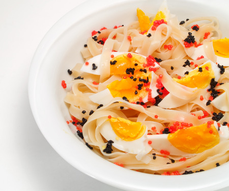 Tagliatelle With Caviar and Eggsの写真素材