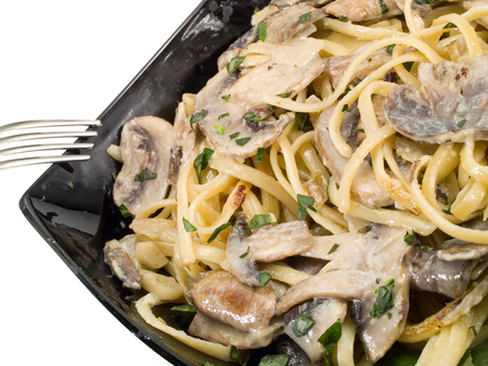 Linguini With Mushrooms and Creamの写真素材