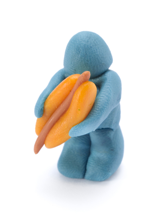 Plasticine toy with a hot dogの写真素材