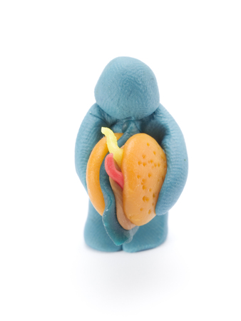 Plasticine toy with a hamburger and a hot dogの写真素材