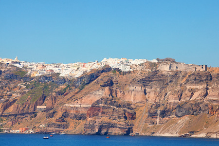 Cityscape panorama of Santorini Greece. Horizontal shotの写真素材