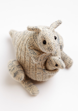 Kangaroo sock toy isolated on white backgroundの写真素材