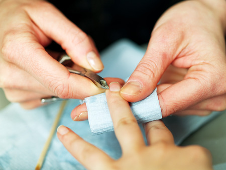 Preparing manicure, hands close upの写真素材