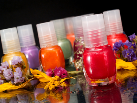 Many nail polish glassesの写真素材