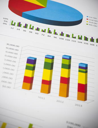 Business charts with details and numbersの写真素材