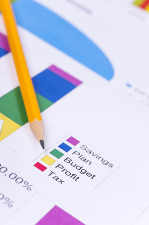 Business charts with details and numbersの写真素材