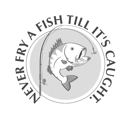 Fishing emblem with proverbのイラスト素材