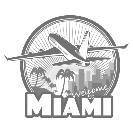 designed travel label, Miamiのイラスト素材