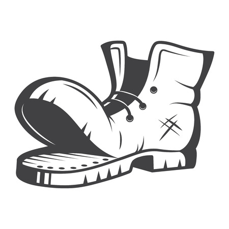 Vector illustration of old boot  Black and whiteのイラスト素材